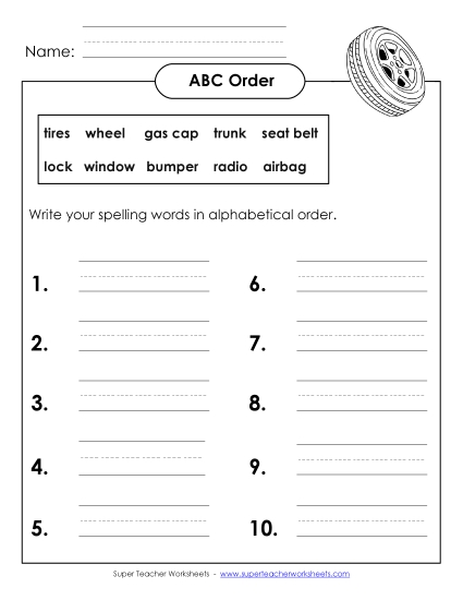ABC Order: Full List (B-Car Parts) 