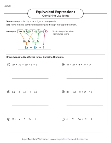 Combining Like Terms (Intermediate #1)