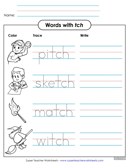 Trace and Write (-tch Words)