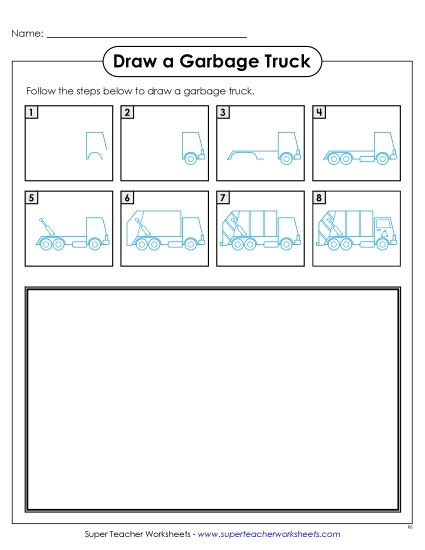 Draw a Garbage Truck Learning To Draw Worksheet
