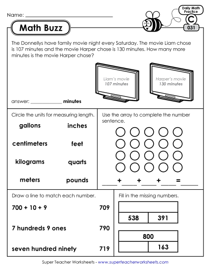 Math Buzz: Week 7<br>Worksheets 31 through 35