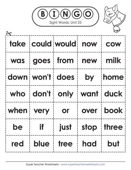 Sight Word Bingo (Unit 25)