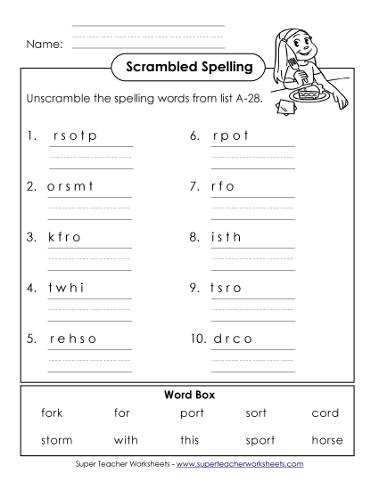 Word Unscramble (A-28)