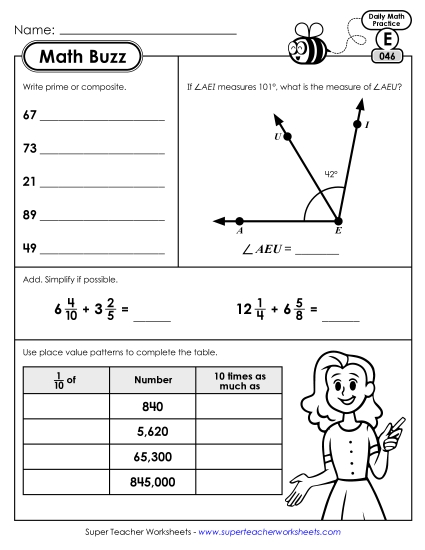 Math Buzz: Week 10<br>Worksheets 46 through 50