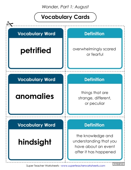 Vocabulary Cards for Part 1
