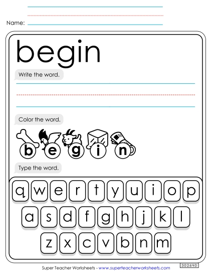 Write, Color, Type: Begin