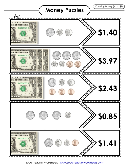 Money Matching Puzzle (Up to $4)