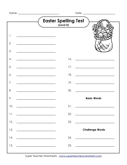 Spelling Test (D-Easter) 