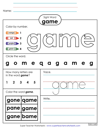 Worksheet 4: Game