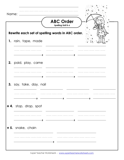 ABC Order - Word Sets (B-6)