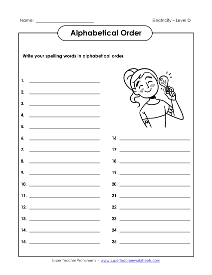 ABC Order: Write List