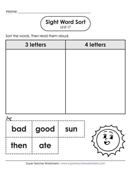 Sight Word Sort (Unit 17)
