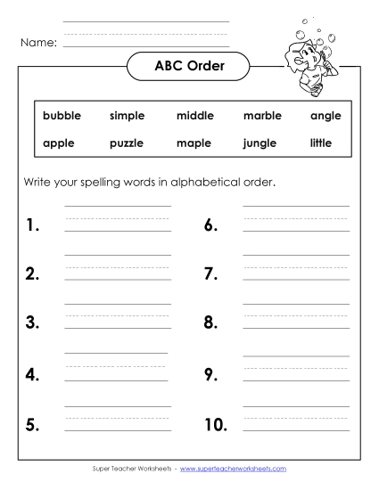 ABC Order: Write List (B-27)