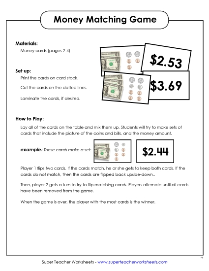 Money Matching Game