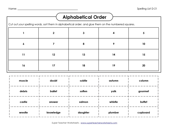 ABC Order: Cut/Glue (D-21)