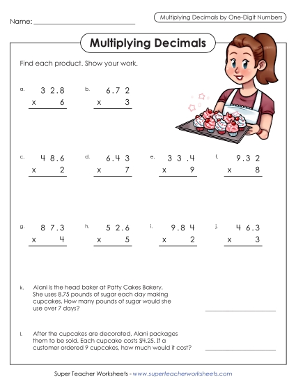 Multiplying Decimals by 1-Digit Numbers
