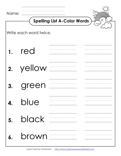 Write Twice (A-Color Words) 
