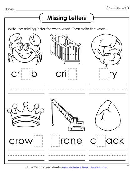 Missing Letters (Cr- Words)