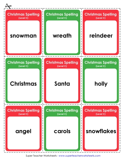 Flashcards (C-Christmas)  Spelling C Worksheet