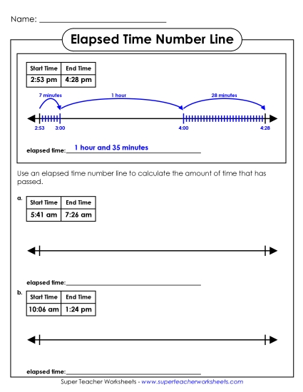 Elapsed Time Number Line (Advanced)