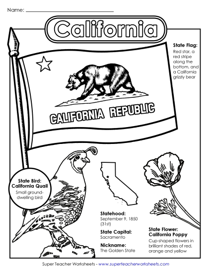 California State Symbols Coloring Page