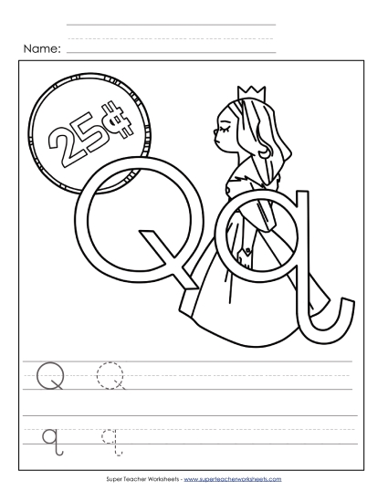 Letter Q - Color and Write (Curly Q)