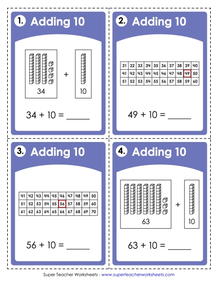 Task Cards: Adding 10