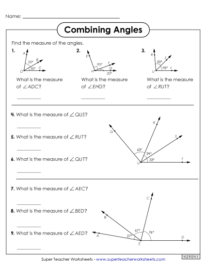 Combining Angles Worksheet 1 