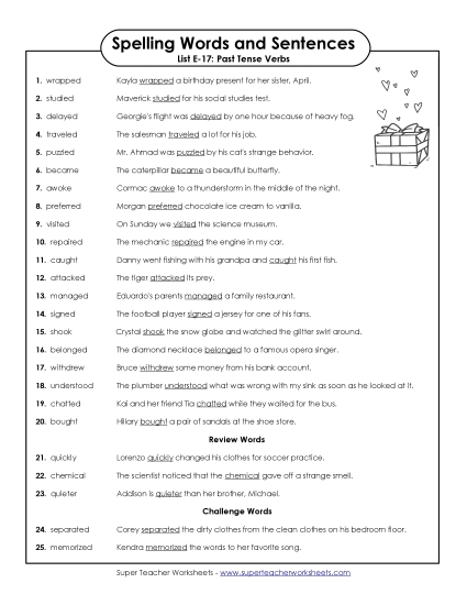 Spelling Test Sentences (E-17)