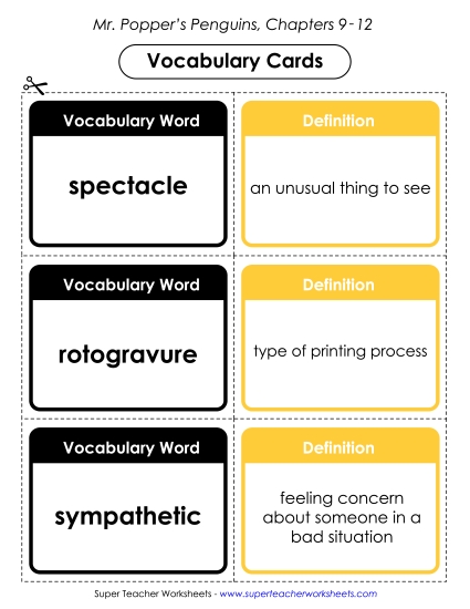 Vocabulary Cards for Chapters 9-12