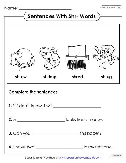 Sentences with Shr- Words