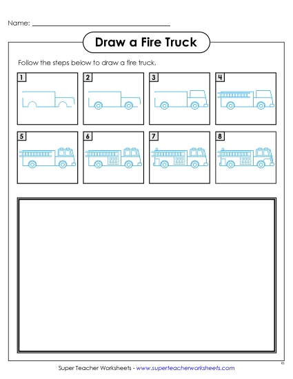Draw a Fire Truck Free Learning To Draw Worksheet