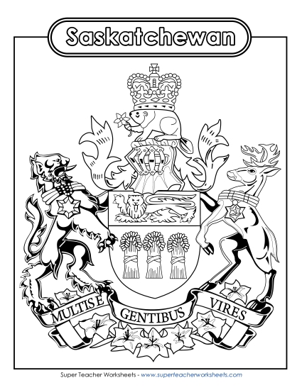 Saskatchewan Coat of Arms (Black & White)