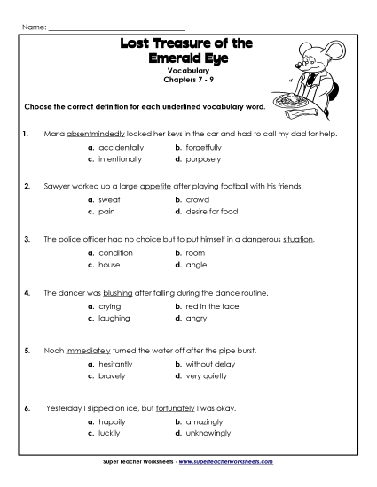 Vocabulary for Chapters 7-9