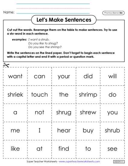 Let\'s Make Sentences (Shr-)