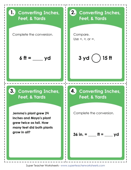Task Cards: Converting Inches, Feet, and Yards