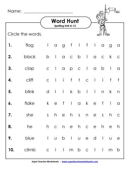 Horizontal Word Hunt (A-13)