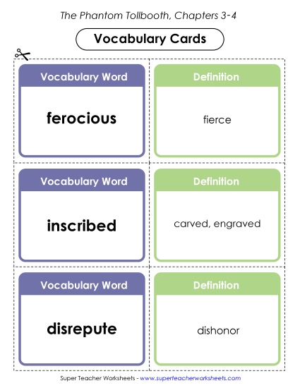 Vocabulary Cards for Chapters 3-4