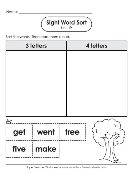 Sight Word Sort (Unit 19)