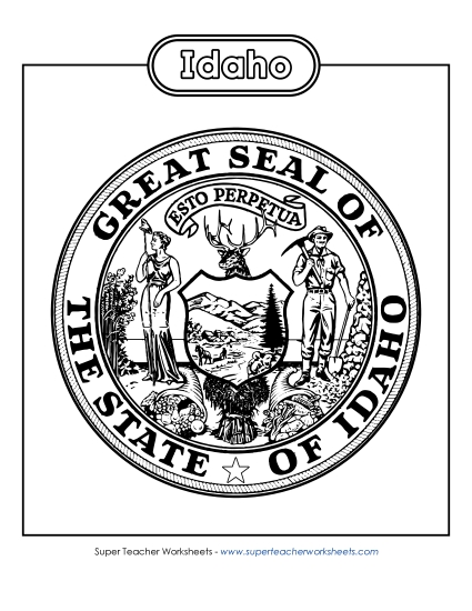 Idaho State Seal (Black & White)
