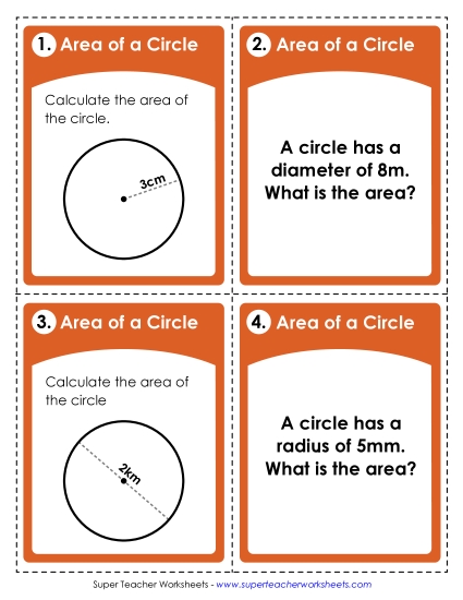 Task Cards: Area of Circle