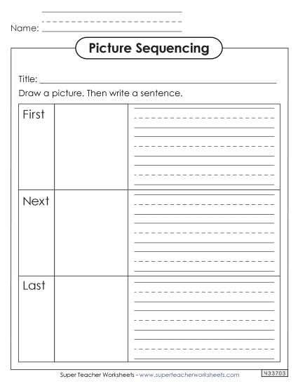 Sequencing Boxes with Drawing<br>First, Next, and Last
