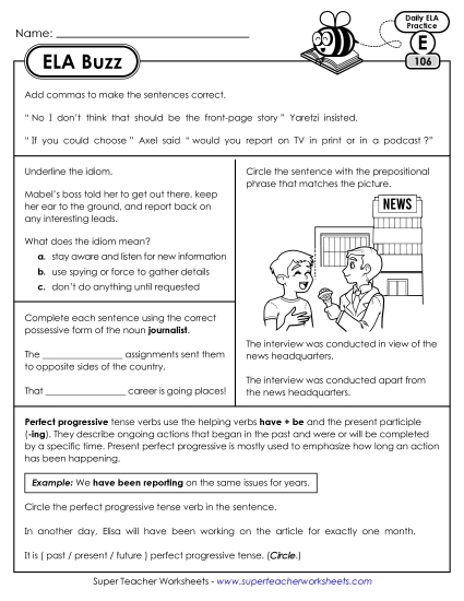 New ELA Buzz: Week 22<br>Worksheets 106 through 110 Worksheet