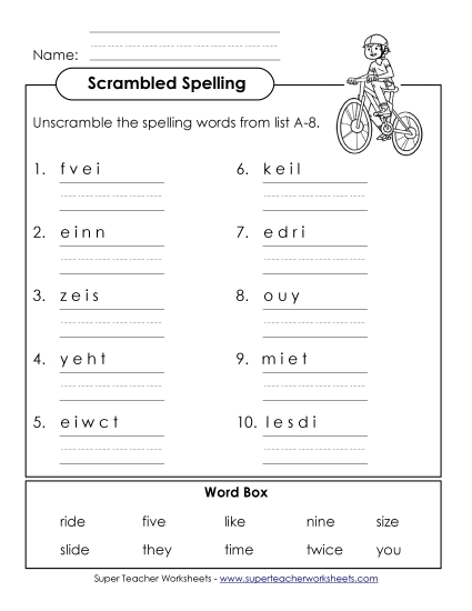 Word Unscramble (A-8)