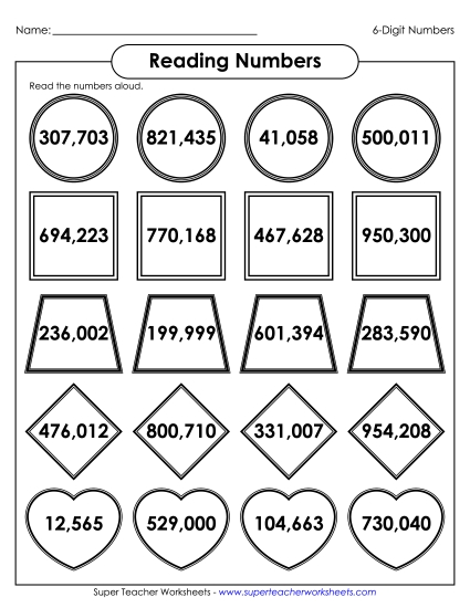 Reading 6-Digit Numbers