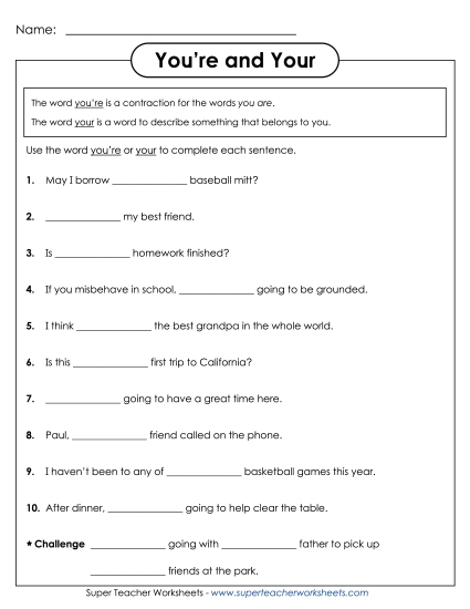 Your and You\'re (Homophones)