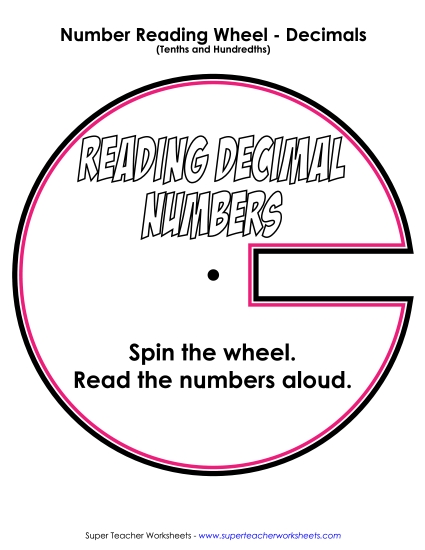 Reading Numbers Wheel - Tenths & Hundredths