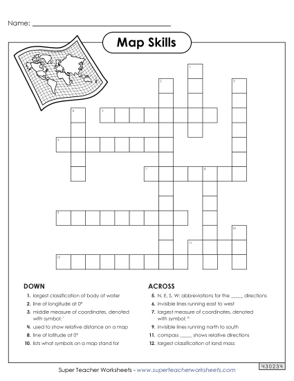 Map Reading Crossword