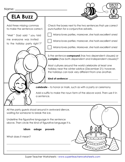 New ELA Buzz: Week 19<br>Worksheets 91 through 95 Worksheet