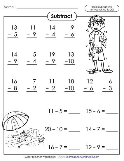 Basic Subtraction Facts: Summer